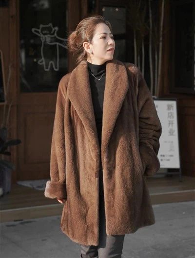 Συν το μέγεθος μακρύ mink πραγματικό γούνινο παλτό γυναικείο ρούχο mink γούνινο παλτό