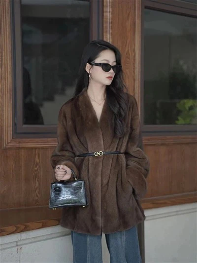 Πραγματικό παλτό γούνας Mink For Lady High Fashion Genuine Fur Overcoat